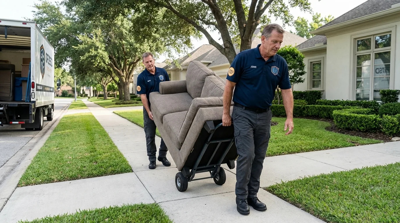 Local residential moving crew loading furniture in Western Springs, IL